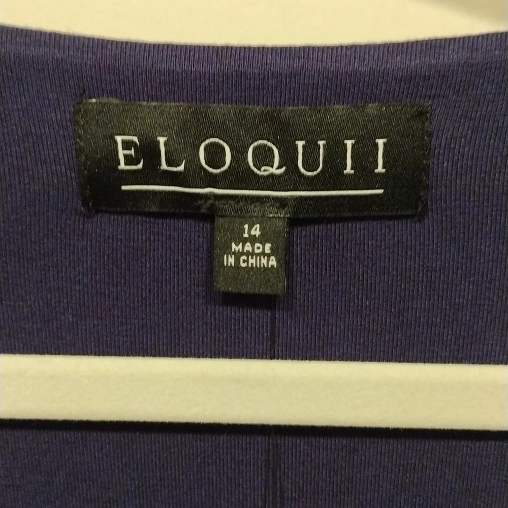 NWT Eloquii Navy Blue Tie Front Jersey Knit Maxi Dress w/Bell Sleeves Size 14 - Picture 2 of 10